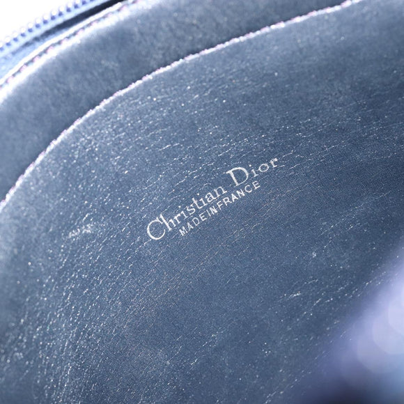 Christian Dior Trotter Canvas Mini Boston Bag Navy Gold Tone Auth ep15486