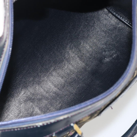 Christian Dior Trotter Canvas Mini Boston Bag Navy Gold Tone Auth ep15486