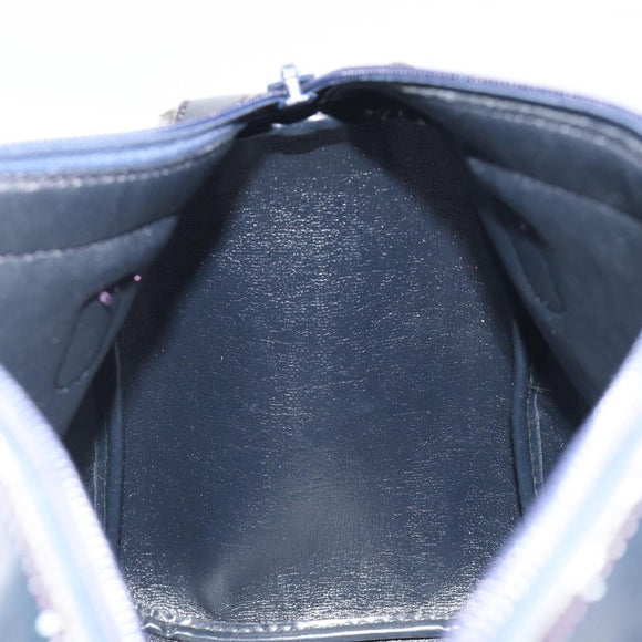Christian Dior Trotter Canvas Mini Boston Bag Navy Gold Tone Auth ep15486