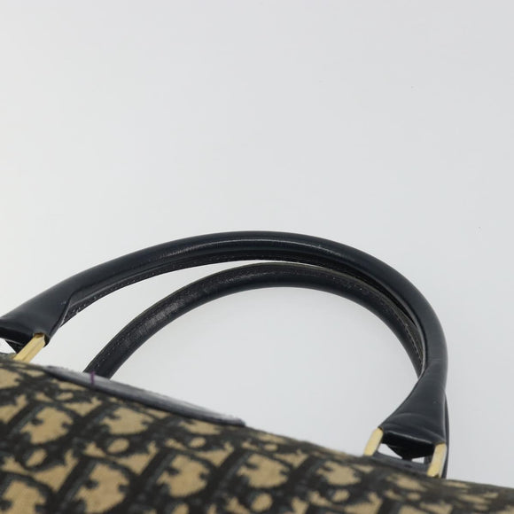 Christian Dior Trotter Canvas Mini Boston Bag Navy Gold Tone Auth ep15486