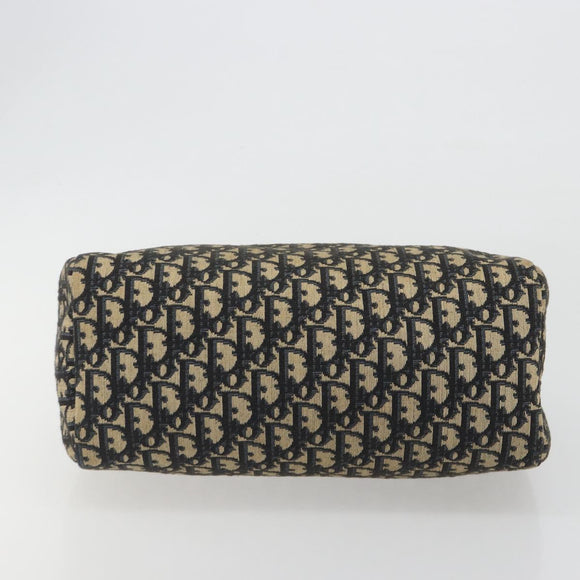 Christian Dior Trotter Canvas Mini Boston Bag Navy Gold Tone Auth ep15486