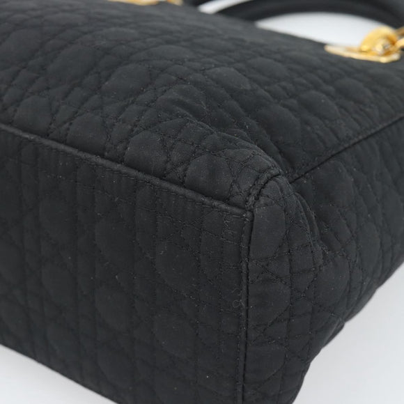Christian Dior Canage Hand Bag Canvas Black Gold Tone Auth ep15489