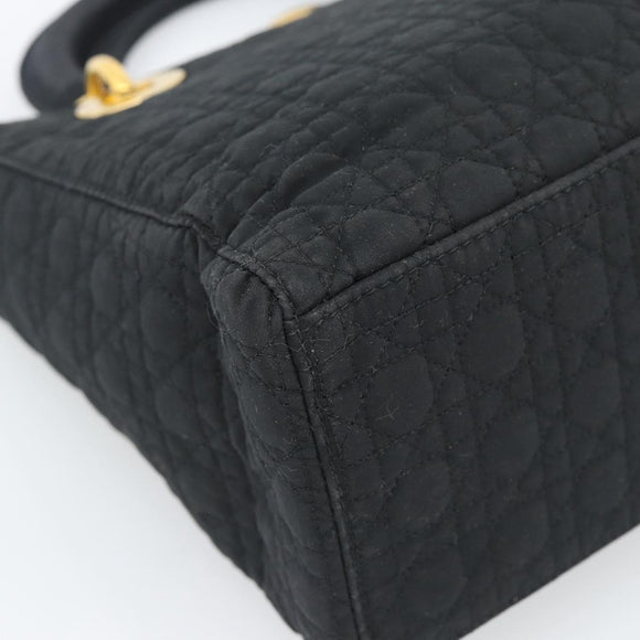 Christian Dior Canage Hand Bag Canvas Black Gold Tone Auth ep15489