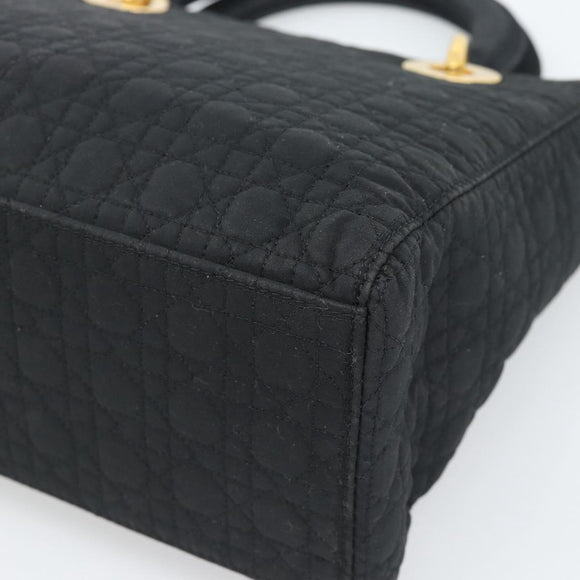 Christian Dior Canage Hand Bag Canvas Black Gold Tone Auth ep15489