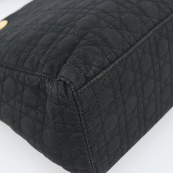 Christian Dior Canage Hand Bag Canvas Black Gold Tone Auth ep15489