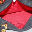 Christian Dior Canage Hand Bag Canvas Black Gold Tone Auth ep15489-17