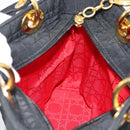 Christian Dior Canage Hand Bag Canvas Black Gold Tone Auth ep15489-18