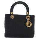Christian Dior Canage Hand Bag Canvas Black Gold Tone Auth ep15489-2