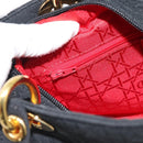 Christian Dior Canage Hand Bag Canvas Black Gold Tone Auth ep15489-20
