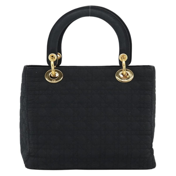 Christian Dior Canage Hand Bag Canvas Black Gold Tone Auth ep15489