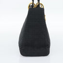 Christian Dior Canage Hand Bag Canvas Black Gold Tone Auth ep15489-4