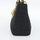 Christian Dior Canage Hand Bag Canvas Black Gold Tone Auth ep15489-5