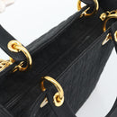 Christian Dior Canage Hand Bag Canvas Black Gold Tone Auth ep15489-6