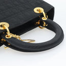 Christian Dior Canage Hand Bag Canvas Black Gold Tone Auth ep15489-7