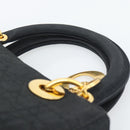 Christian Dior Canage Hand Bag Canvas Black Gold Tone Auth ep15489-8