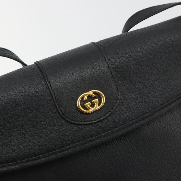 GUCCI Shoulder Bag Leather Black Gold Tone 001 14 5364 Auth ep15490