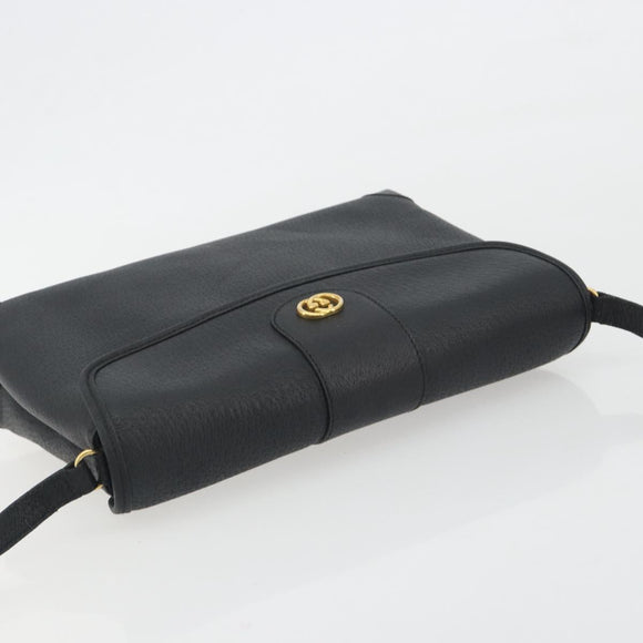 GUCCI Shoulder Bag Leather Black Gold Tone 001 14 5364 Auth ep15490