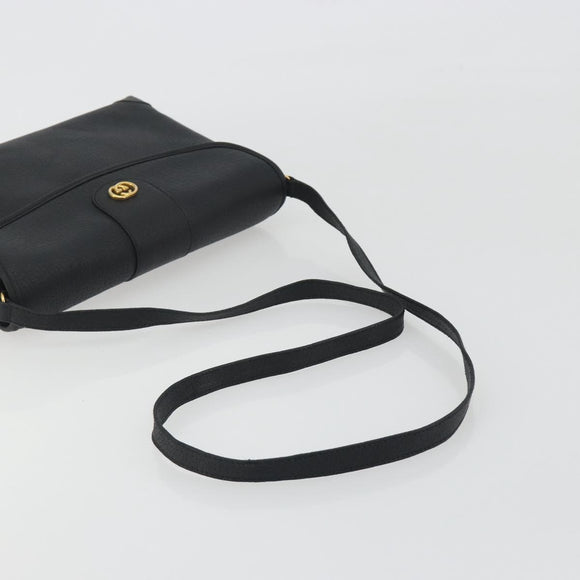 GUCCI Shoulder Bag Leather Black Gold Tone 001 14 5364 Auth ep15490