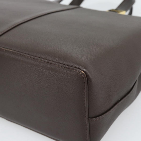 BURBERRY Hand Bag Leather Brown Gold Tone Auth ep15492