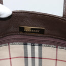 BURBERRY Hand Bag Leather Brown Gold Tone Auth ep15492-11