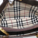 BURBERRY Hand Bag Leather Brown Gold Tone Auth ep15492-12