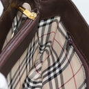 BURBERRY Hand Bag Leather Brown Gold Tone Auth ep15492-17