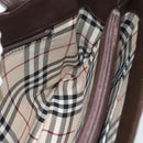 BURBERRY Hand Bag Leather Brown Gold Tone Auth ep15492-20