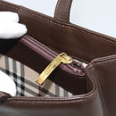 BURBERRY Hand Bag Leather Brown Gold Tone Auth ep15492-21