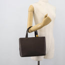 BURBERRY Hand Bag Leather Brown Gold Tone Auth ep15492-25