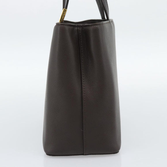 BURBERRY Hand Bag Leather Brown Gold Tone Auth ep15492