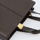 BURBERRY Hand Bag Leather Brown Gold Tone Auth ep15492-6