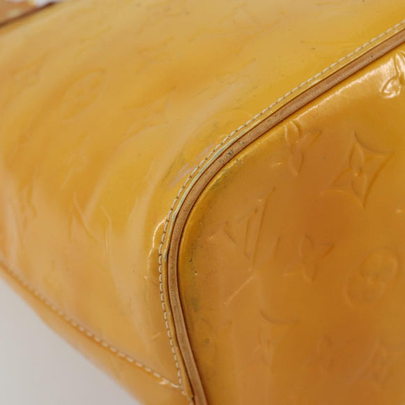 LOUIS VUITTON Monogram Vernis Houston Hand Bag Lime Yellow M91055 Auth ep15500
