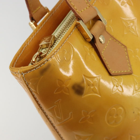 LOUIS VUITTON Monogram Vernis Houston Hand Bag Lime Yellow M91055 Auth ep15500