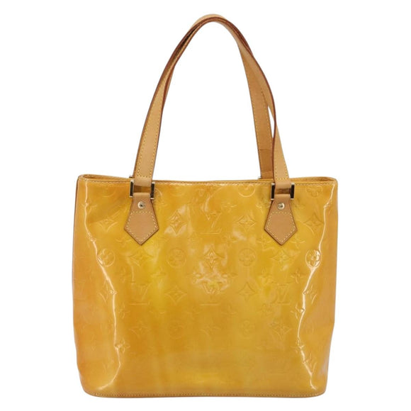 LOUIS VUITTON Monogram Vernis Houston Hand Bag Lime Yellow M91055 Auth ep15500