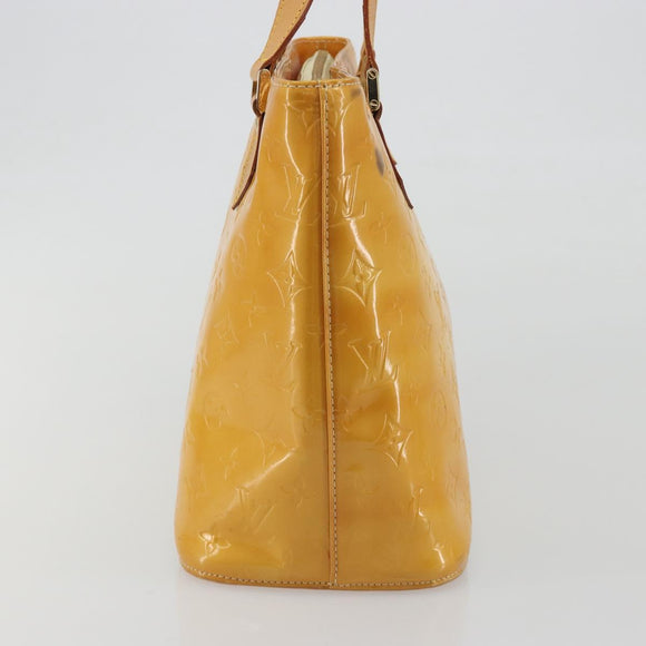 LOUIS VUITTON Monogram Vernis Houston Hand Bag Lime Yellow M91055 Auth ep15500