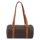 CELINE Macadam Canvas Hand Bag PVC Leather Brown Gold Auth ep15503A-2