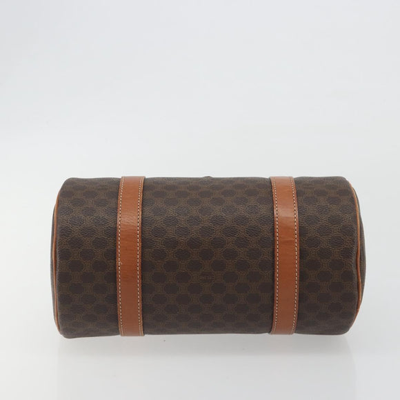 CELINE Macadam Canvas Hand Bag PVC Leather Brown Gold Auth ep15503A