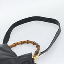 GUCCI Bamboo Shoulder Bag Leather 2way Black Gold 001 1705 1638 Auth ep15504-14