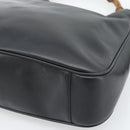 GUCCI Bamboo Shoulder Bag Leather 2way Black Gold 001 1705 1638 Auth ep15504-15