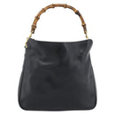 GUCCI Bamboo Shoulder Bag Leather 2way Black Gold 001 1705 1638 Auth ep15504-13
