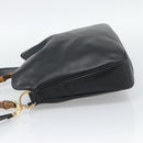 GUCCI Bamboo Shoulder Bag Leather 2way Black Gold 001 1705 1638 Auth ep15504-3