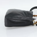GUCCI Bamboo Shoulder Bag Leather 2way Black Gold 001 1705 1638 Auth ep15504-4
