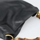 GUCCI Bamboo Shoulder Bag Leather 2way Black Gold 001 1705 1638 Auth ep15504-6