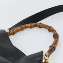 GUCCI Bamboo Shoulder Bag Leather 2way Black Gold 001 1705 1638 Auth ep15504-8