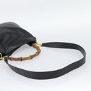 GUCCI Bamboo Shoulder Bag Leather 2way Black Gold 001 1705 1638 Auth ep15504-9