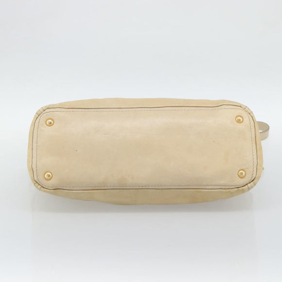 PRADA Hand Bag Leather 2way Beige Gold Auth ep15506