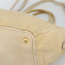 PRADA Hand Bag Leather 2way Beige Gold Auth ep15506-17