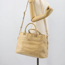 PRADA Hand Bag Leather 2way Beige Gold Auth ep15506-26