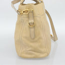 PRADA Hand Bag Leather 2way Beige Gold Auth ep15506-4