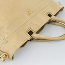 PRADA Hand Bag Leather 2way Beige Gold Auth ep15506-6